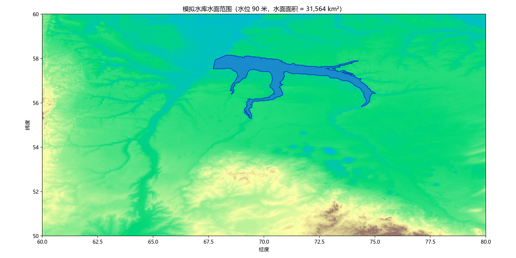 水库水面范围