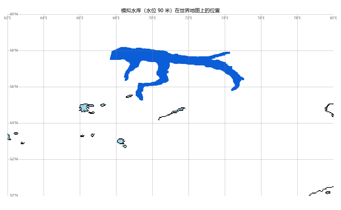 世界地图上的水库（区域放大）